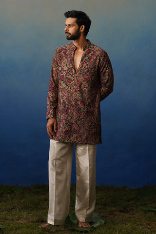 Manzar Bottle Green V Neck Short Kurta Set with Pants