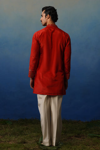 Arya Rust V Neck Short Kurta Set with Pants