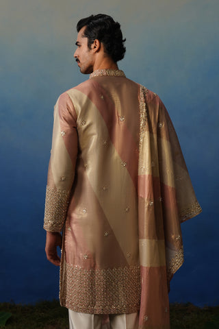 Mirza Peach Kurta Dupatta Set with Pants