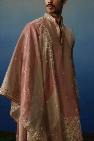 Mirza Peach Kurta Dupatta Set with Pants