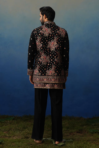 Kuber V Neck Kurta Jacket Set with Pants