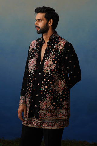 Kuber V Neck Kurta Jacket Set with Pants