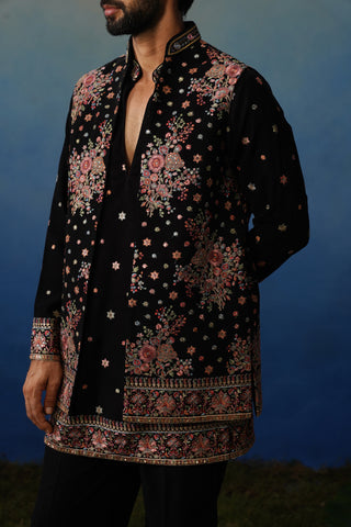 Kuber V Neck Kurta Jacket Set with Pants