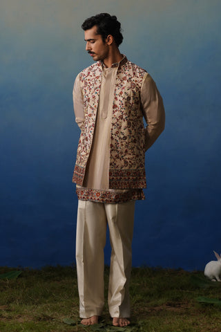 Firoz Peach Kurta Jacket Set with Pants