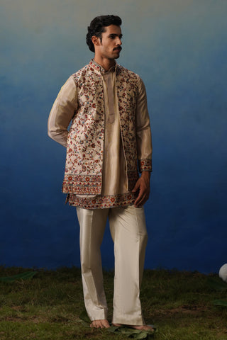 Firoz Peach Kurta Jacket Set with Pants