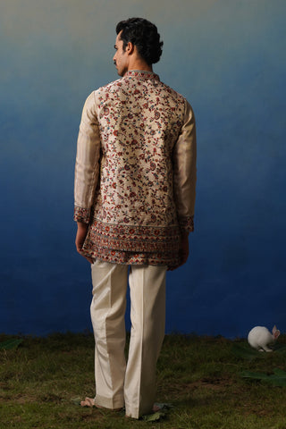 Firoz Peach Kurta Jacket Set with Pants