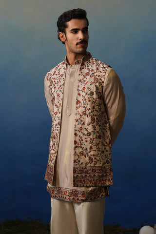 Firoz Peach Kurta Jacket Set with Pants