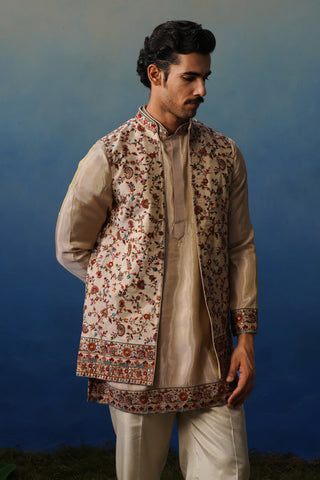 Firoz Peach Kurta Jacket Set with Pants