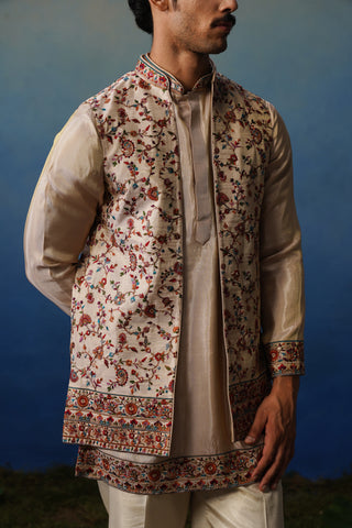 Firoz Peach Kurta Jacket Set with Pants