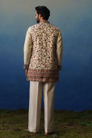 Firoz Cream Kurta Jacket Set with Pants
