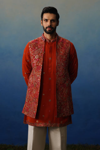 Manzar Short Kurta Jacket Set with Pants