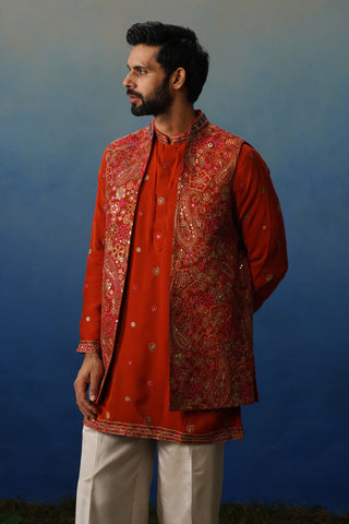 Manzar Short Kurta Jacket Set with Pants