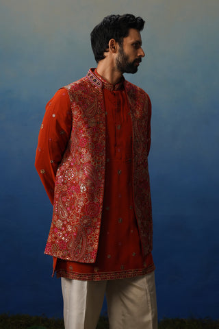 Manzar Short Kurta Jacket Set with Pants