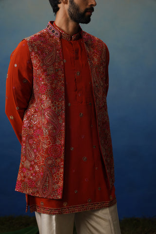 Manzar Short Kurta Jacket Set with Pants