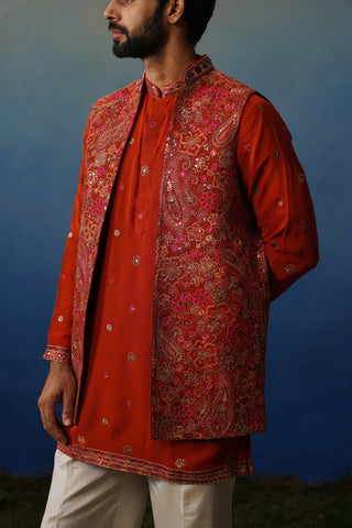 Manzar Short Kurta Jacket Set with Pants