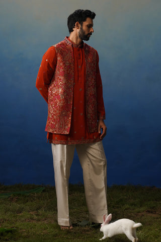 Manzar Short Kurta Jacket Set with Pants