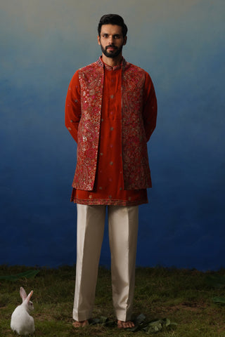 Manzar Short Kurta Jacket Set with Pants