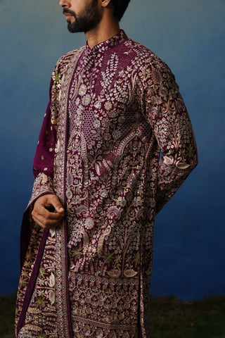 Karwaan Wine Kurta Patiyala Set with Dupatta