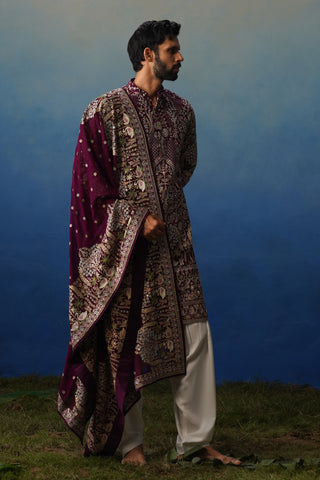Karwaan Wine Kurta Patiyala Set with Dupatta
