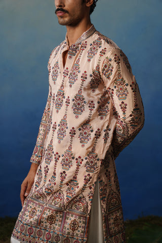 Leher Peach Kurta Patiyala Set with Dupatta