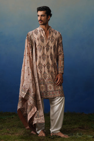 Leher Peach Kurta Patiyala Set with Dupatta