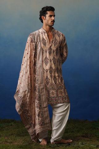 Leher Peach Kurta Patiyala Set with Dupatta