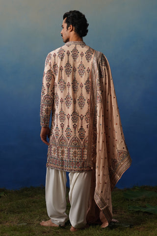 Leher Peach Kurta Patiyala Set with Dupatta