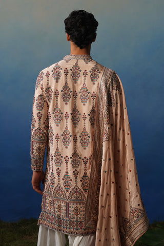 Leher Peach Kurta Patiyala Set with Dupatta