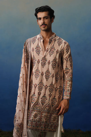 Leher Peach Kurta Patiyala Set with Dupatta