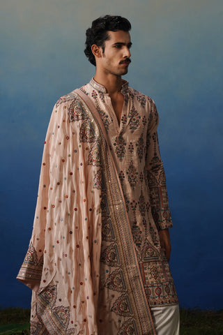 Leher Peach Kurta Patiyala Set with Dupatta