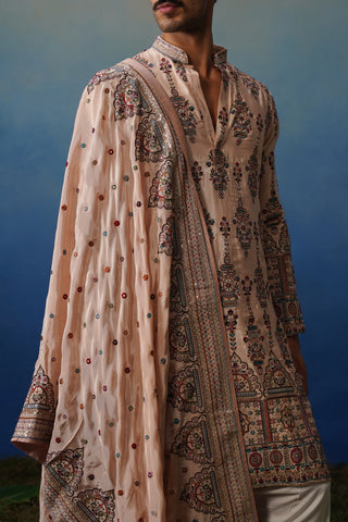 Leher Peach Kurta Patiyala Set with Dupatta