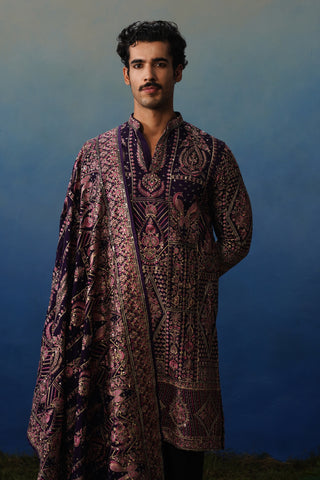 Riwaaz Wine Kurta Dupatta Set with Pants