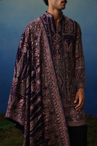 Riwaaz Wine Kurta Dupatta Set with Pants