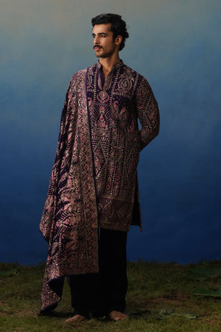 Riwaaz Wine Kurta Dupatta Set with Pants