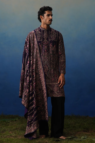 Riwaaz Wine Kurta Dupatta Set with Pants