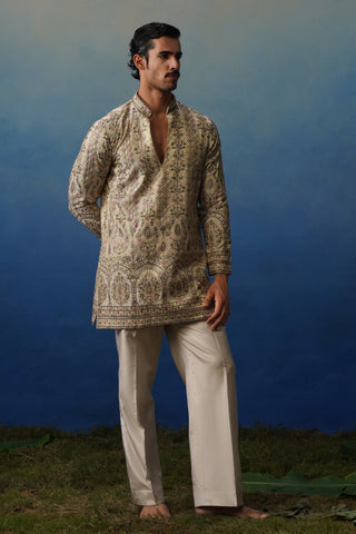 Gulrang Ivory V Neck Short Kurta Set with Pants