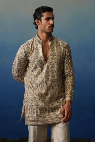 Gulrang Ivory V Neck Short Kurta Set with Pants