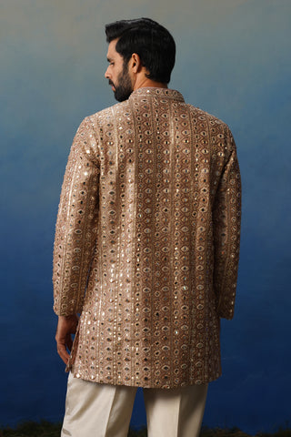 Surya Peach V Neck Short Kurta Set with Pants