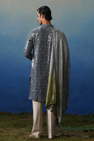 Nakul Grey Kurta Dupatta Set with Pants