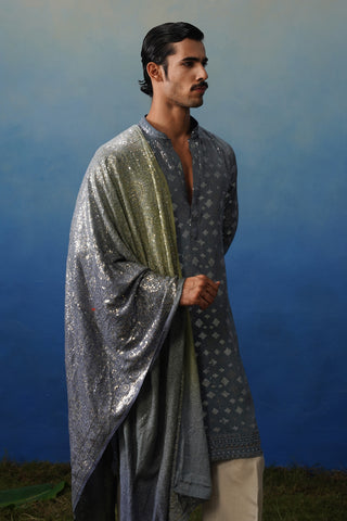 Nakul Grey Kurta Dupatta Set with Pants
