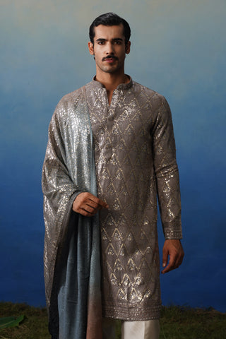Sunehra Grey Kurta Dupatta Set with Pants