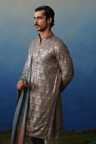 Sunehra Grey Kurta Dupatta Set with Pants