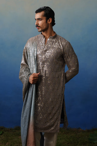 Sunehra Grey Kurta Dupatta Set with Pants