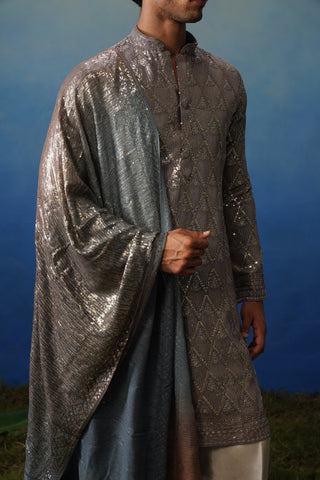 Sunehra Grey Kurta Dupatta Set with Pants