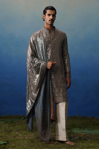 Sunehra Grey Kurta Dupatta Set with Pants