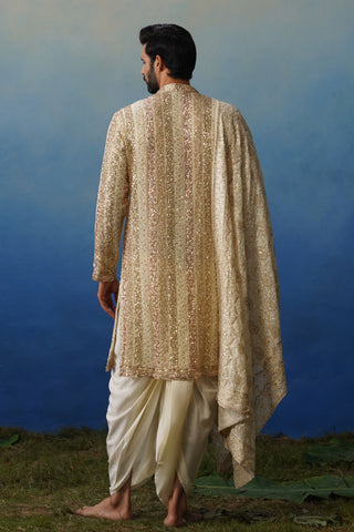 Kartik Cream Kurta Dhoti Set with Dupatta