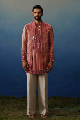 Azeel Pink Short Kurta Jacket Set with Pants