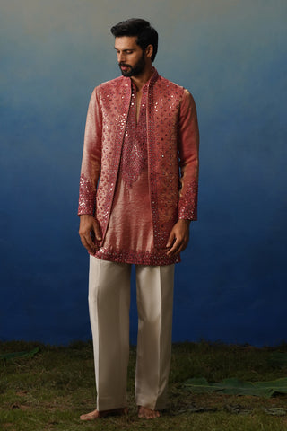 Azeel Pink Short Kurta Jacket Set with Pants