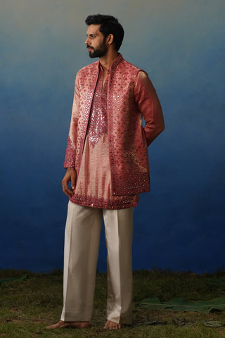 Azeel Pink Short Kurta Jacket Set with Pants