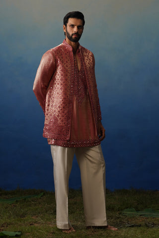 Azeel Pink Short Kurta Jacket Set with Pants